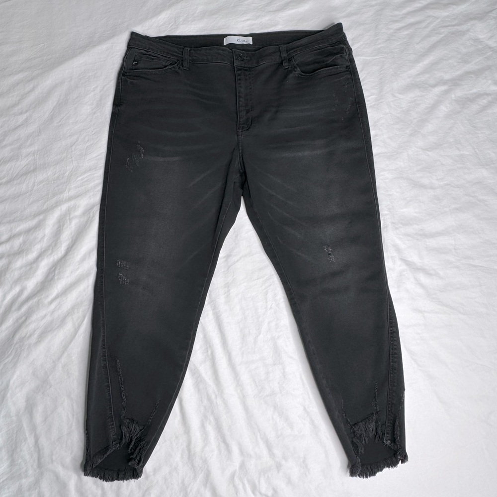 Kancan Black High Rise Raw Hem Jeans Womens‎ Size 3XL Skinny Style: KC7290DG-P